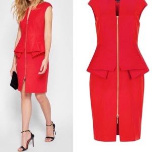 Ted Baker Red Peplum Dress